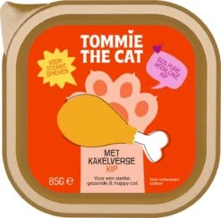 19x Tommie The Cat Natvoer – Verse Paté Kip – Voordeel Verpakking – Zonder Suiker En Graanvrij 85g