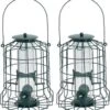 2x Tuinvogels Hangende Voeder Silo/kooi 26 Cm – Voor Mussen/mezen Kleine Vogeltjes – Winter Vogelvoer Huisjes