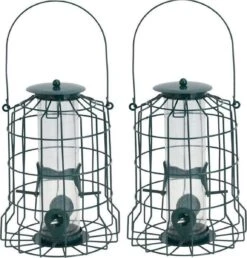 2x Tuinvogels Hangende Voeder Silo/kooi 26 Cm – Voor Mussen/mezen Kleine Vogeltjes – Winter Vogelvoer Huisjes