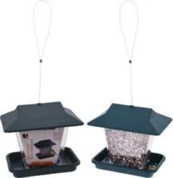 Pro Garden 4x Tuinvogels Hangende Voeder Silo/voederhuisje Groen – 19 X 14 X 44 Cm – Winter Vogelvoer Huisjes