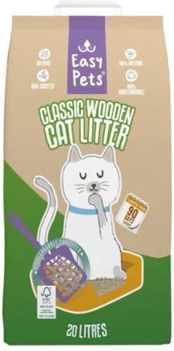 90×20 Ltr Easypets Biodegradable Classic Houtkorrels Kattenbakvulling Kattenbakvulling