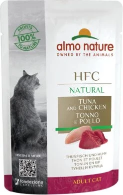 Almo Nature HFC Natural Natvoer Voor Katten – Glutenvrij – 24 X 55 Gram – Tonijn & Kip – 24 X 55 Gram