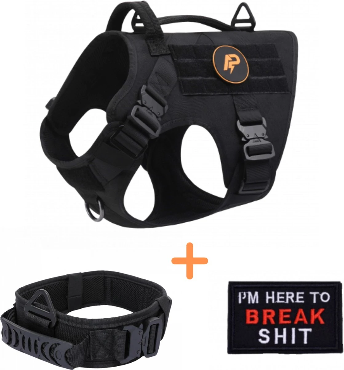 Always Prepared © Pro K9 Hondentuig – Anti Trek – Y Tuig – Halsband Hond – Middel En Grote Hond – Veiligheidstuig – Afneembare Klittenband Patches