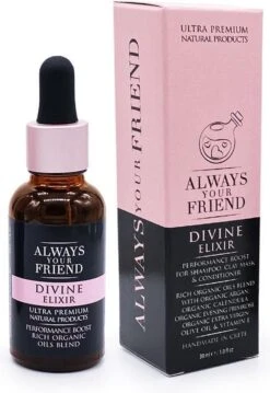 Always Your Friend – Divine Elixir – Booster Je Shampoo Met Rijke Mix Van Biologische Oliën – Voor Groei, Geweldige Hydratatie – 30 Ml