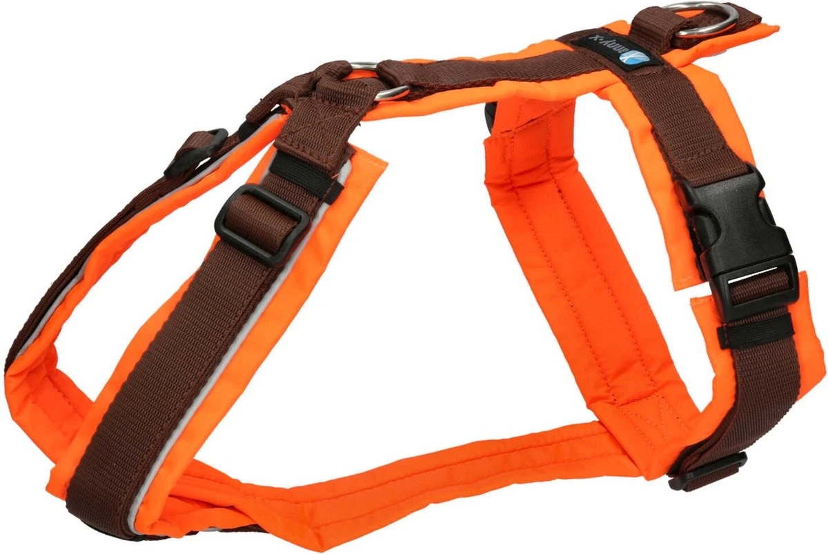 AnnyX Hondentuig – PROTECT – Speurtuig – Bruin/Neonoranje – Maat XL – Borstomvang 78-105cm – Gewicht Hond 35-80 Kg – My K9
