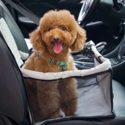 Ardermu Autostoel Voor Honden,Stabiel Versterkt Hondenautostoeltje,Kleine En Middelgrote Honden,Waterdichte En Ademende Voertuig Puppy Carrier 40*33*24cm(Grijs)