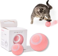 Ceka Goods Automatisch Katten Speeltjes | Zelf Rollende Mini Ballen | Interactief & Intelligentie | Elektrisch Katten Speelgoed | Slimme Katten Speeltjes – Interactieve Zelf Rollende Ballen Voor Katten – Kattenspeeltjes – USB Oplaadbaar- Roze