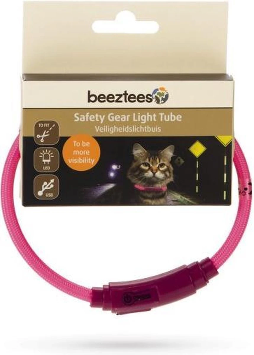 Beeztees Nylon Safety Gear Halsband USB Flashix Roze