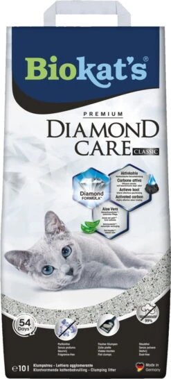 BIOKAT'S Biokat’s Diamond Care Classic – 8L – Kattenbakvulling – Klontvormend – Zonder Geur – Aktieve Kool