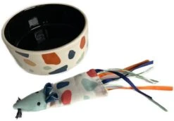 BoDutch Terrazzo Combiset – Voerbak Hond – Drinkbak Kat – Kattenspeeltje – Catnip – Voerbak Kat – Drinkbak Hond