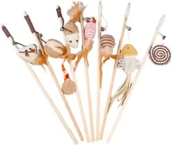 CAMITER Kattenspeelgoedveer, Interactief Kattenspeelgoedset, Kattenspeelgoed Toverstaf, Teaser Toverstaf Speelgoedset, Kattenveer, Interactief Speelgoed