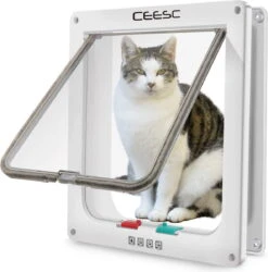 CEESC Grote Kattenluik (buitenmaat 28 Cm X 24,9 Cm), 4-weg Vergrendeling Voor Katten En Kleine Honden, Omtrek