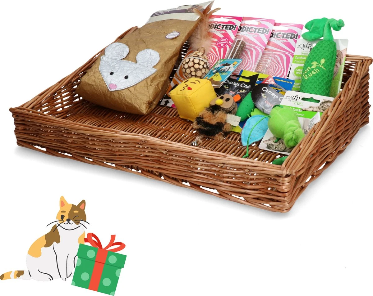 Cadeaupakket Kat – Catnip Box – Voordeelpakket Met Kattenspeelgoed En Kattensnacks Met Kattenkruid – 10-delig Verassingspakket Voor Katten – Bevat O.a. Petsport En AFP