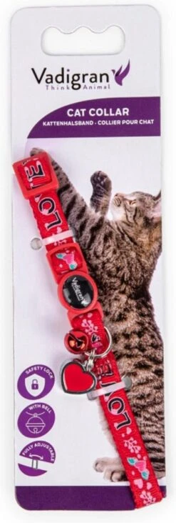 Dierenbenodigdheden Vadigran Halsband Kat Charm Rood 20-30Cmx10Mm