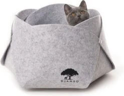 Djambo Grijs Kattenmand Vilt Met 1 Zacht Kussen – Elegant En Praktisch Kattenbed – Comfortabel En Origineel Design