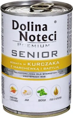 Dolina Noteci Premium Senior Kip Met Wortelen En Basilicum – Natvoer Voor Senior Honden – 400G