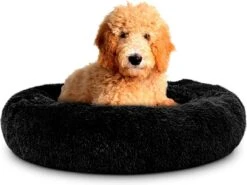 Donut Hondenmand Zwart 70 Cm [Zacht En Luxe Hondenkussen – Fluffy Hondenbed – Wasbaar Hondenmanden – Dog Bed – Auto Hond Kussen]