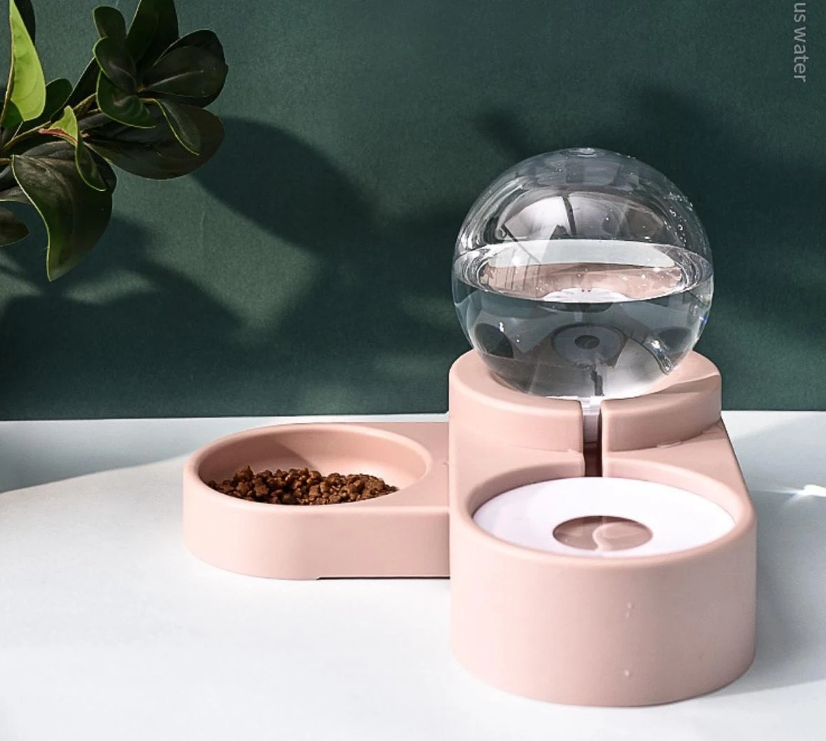 Drinkbak En Voerbak – Luxe Design! – Automatische Water Dispenser – Voor Kat En Kleine Hond – (excl. RVS Bakje) Roze