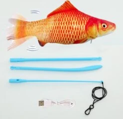 Elektrisch Katten Speeltje – Goudvis Speeltje – Kitten Speeltje – Dansende Vis Met Hengel – Elektrische Vis – Kattenspeeltje Vis – USB Oplaadbaar