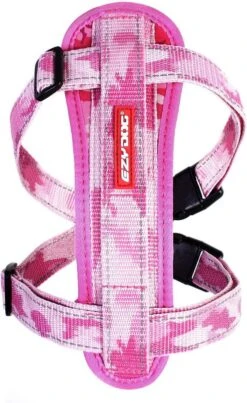 EzyDog Chest Plate Hondentuig Met Autogordel Zekering – Honden Harnas – M – Roze Camouflage