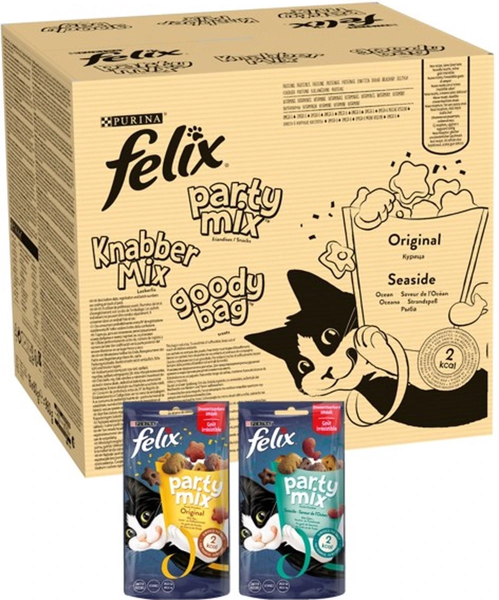 Felix Cat Snacks Party Mix – Kattensnacks Original En Seaside – 16 X 60g