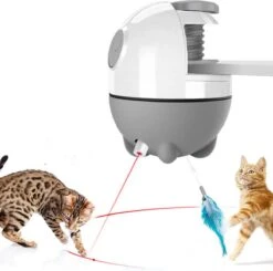 Filo Elektrisch Hangend Kattenspeelgoed Met Laser En Veertjes – Kattenspeeltje – Automatisch Interactief Speelgoed Katten – Kattencadeaus – Elektronisch Speelgoed Kittens – Kat – Kitten – Laserspeelgoed