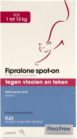 Flea Free Fipralone Spot-on Kat 1 Tot 12 Kg – 3 Pipet