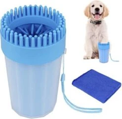 Fuzly – Hondenpoot Reiniger – + Handdoek – Hondenborstel – Hondenverzorging – Verzorging Hond – Hond Wassen – Blauw