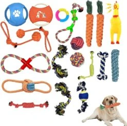 (Goedkoopste) 20-delige Honden Speelgoed Set – Geschikt Voor Puppy’s T/m Middelgrote Honden – Honden Kauw Speelgoed – 20 Stuks – Hondenspeeltjes – Intelligentie – Touw – Flostouw – Bijtring – Bal – Huisdieren Speelgoed