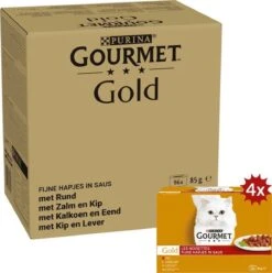 Gourmet Gold Fijne Hapjes In Saus – Kattenvoer Natvoer – Vis/Vlees – 96 X 85 Gr