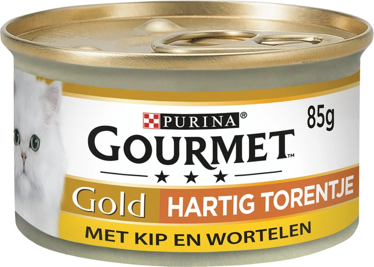Gourmet Gold Hartig Torentje – Kattenvoer Natvoer – Kip & Wortel – 24 X 85 Gr