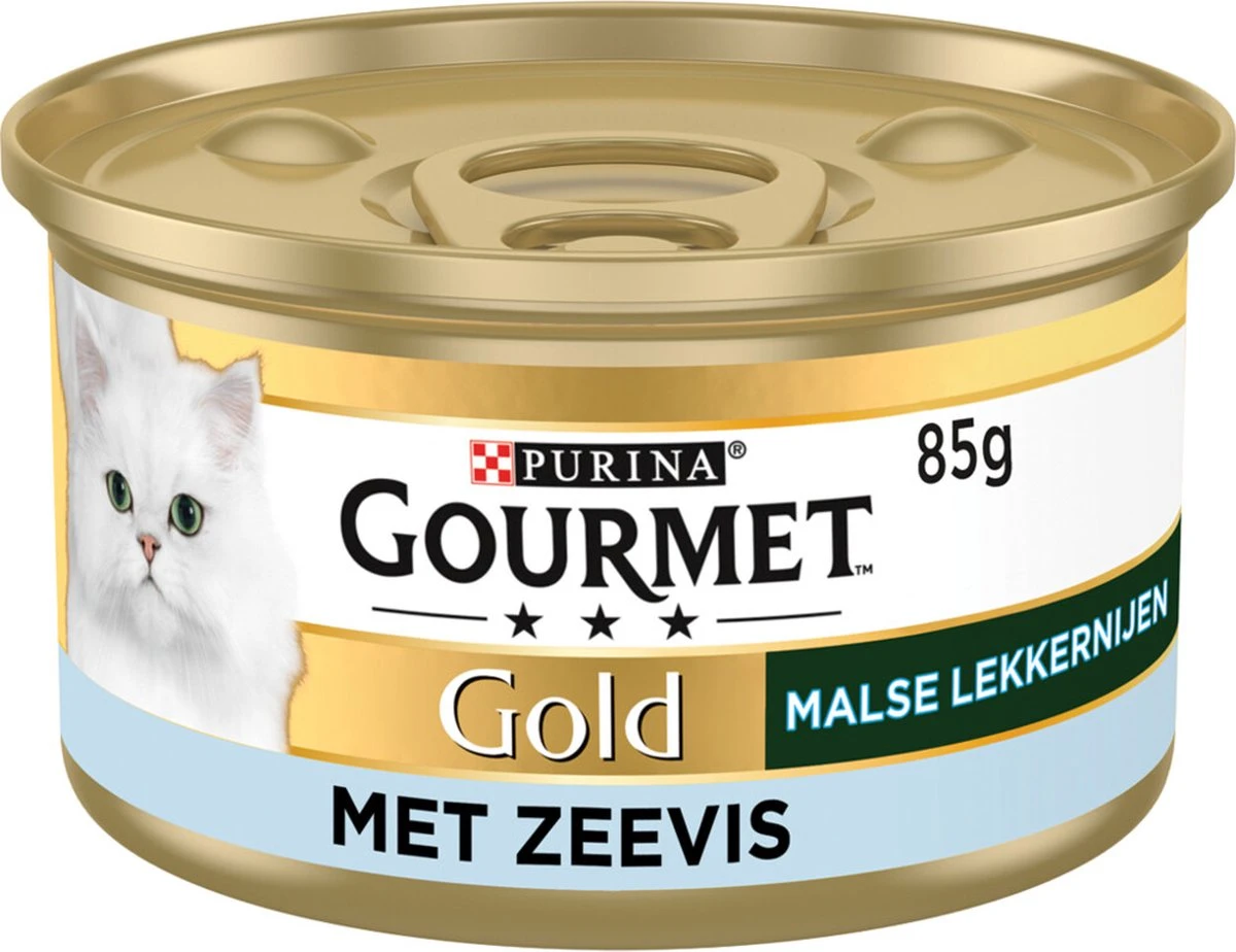 Gourmet Gold Malse Lekkernijen – Kattenvoer Natvoer – Met Zeevis – 24 X 85 Gr