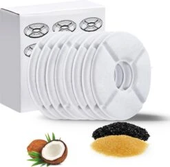 Happy Things Drinkfontein Filters Voor 3L Met Vitamine C – Navulling Set: 6 Stuks – Voor Katten En Honden – Ronde Filters Van Carbon