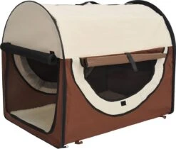 Honden Draagtas – Reisbench – Reismand Hond – Dieren Transport Box – Opvouwbaar – Maat S – 46x34x41 Cm – Koffie Creme