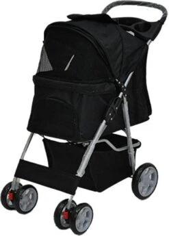 Hondenbuggy Zwart 4-wieler – Huisdieren Wandelwagen Inklapbaar – Dogs&Co