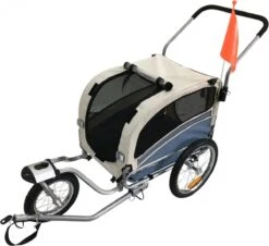 Hondenfietskar – Hondenaanhanger Medium Blauw + Joggerfunctie