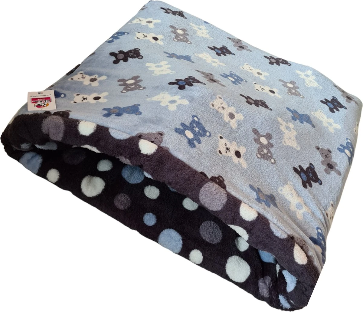 Hondenslaapzak-hondenmand-knuffel Fleece-Slaapzak Blauw- Maat L