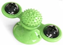 Interactief Roterende Kattenspeelgoed – Draaiend Kattenspeeltje – Zuignap – Kattenkruid – Katten Tandenborstel – Krabpaal Kat – Kitten Speeltje – Catnip – Gebitverzorging – Stress Vermindering – Reflex Training – Speelgoed Voor Dieren – Krab – Groen