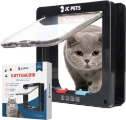 JC Pets Premium Kattenluik – Inclusief Tunnel – 4 Vergrendelingsstanden – Zwart – 20 X 19 X 5.5 Cm – Waterdicht