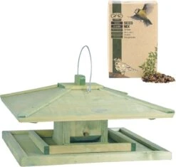 ESSCHERT DESIGN Japans Vogelhuisje/voedersilo Hout 38 Cm Inclusief Vogelvoer – Vogel Voederstation – Vogelvoederhuisje