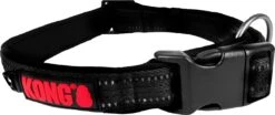 KONG Halsband – Reflecterende Hondenhalsband – Gewatteerd – Maat S – 25-35 Cm – Nylon – Zwart/Rood