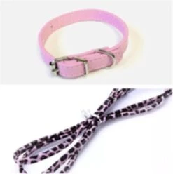 Katten Halsband Leer – Met Riem Panterprint – Roze – Kleine Katten – XXS – Nek – 15-23 CM Verstelbaar