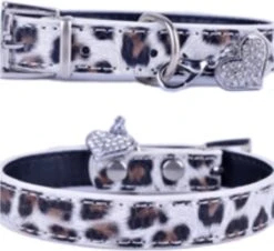 Katten Halsband Panterprint – 28 Tot 36 CM Verstelbaar – Leer