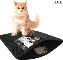 Kattenbakmat – Schoonloopmat – Katten Grit Opvanger – Kattenbakvulling – Waterdicht – Dubbele Laag – Honingraat – 40 X 50 Cm – Zwart