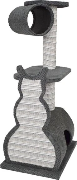 Kattenkrabber Nr. 1 – Krabpaal – Grote 100 Cm – Uitkijk Platform – Grijs