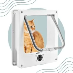 Kattenluik Wit Met Tunnel – Hondenluik – 4 Vergrendelingsstanden – Weersbestendig – Binnen En Buiten