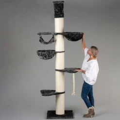 Krabpaal Plafondhoog Voor Grote Katten Maine Coon Tower Crown Donkergrijs Antraciet Grijs Van RHRQuality