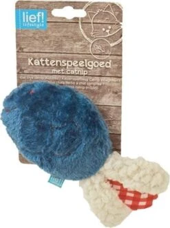Lief! Kattenspeelgoed – Wrestling Vis Uni Met Catnip Blauw/Wit/Rood – 18X9X5 CM