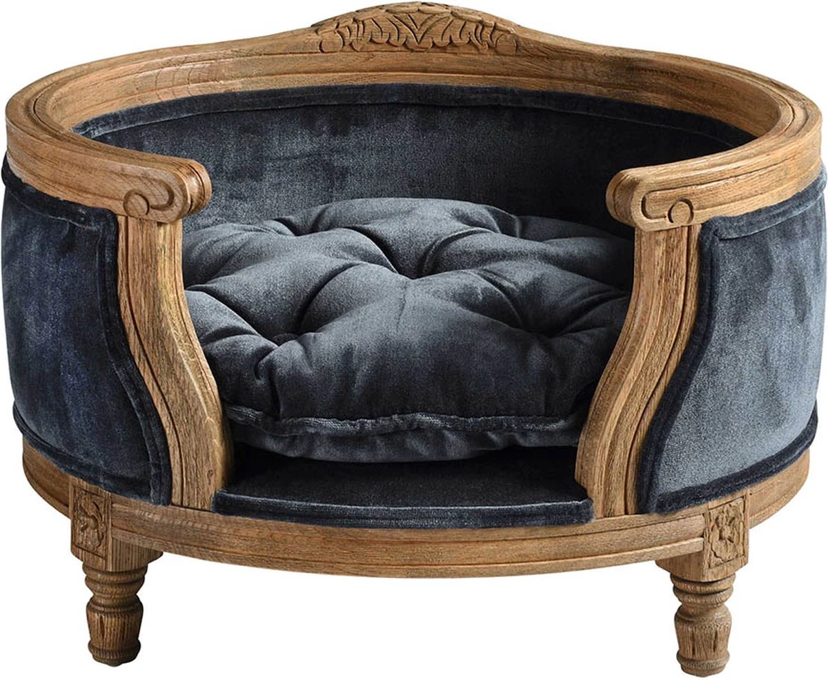 Lord Lou – George Blauw Velvet S – Luxe Hondenmand – Luxe Kattenmand – 49x40x31