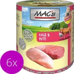 MAC’s Kattenvoer Natvoer Blik – 70% Kalf & Kalkoen – 6 X 800g